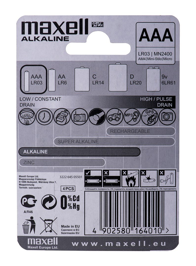 Maxell Battery Alkaline LR-03 AAA 4-Pack Engangsbatteri #3