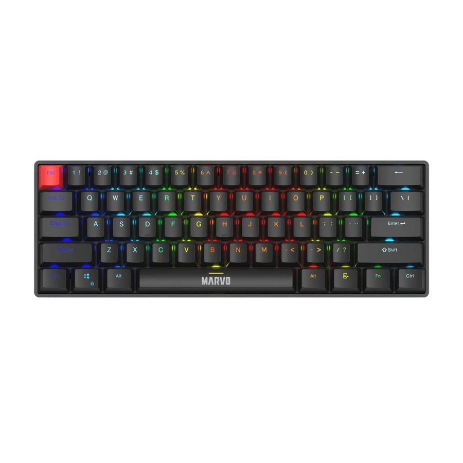 Marvo Scorpion KG933G Saber 61 Wired Mechanical RGB 60% UK Layout Gaming Keyboard (Black) tastatur Spil QWERTY Sort #1