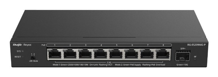 Ruijie Networks RG-ES209MG-P netv�rksswitch Administreret L2 2.5G Ethernet (100/1000/2500) Str�m over Ethernet (PoE) Sort #1
