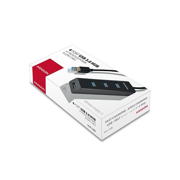 Axagon HUE-S2BL interface hub USB 3.2 Gen 1 (3.1 Gen 1) Type-A 5000 Mbit/s Sort #6