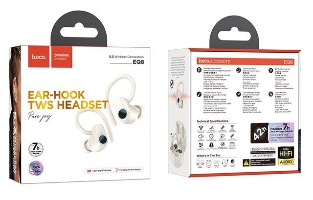 Hoco EQ8 Pure Joy Trdlst headset i rerne Opkald/musik Bluetooth Hvid #4