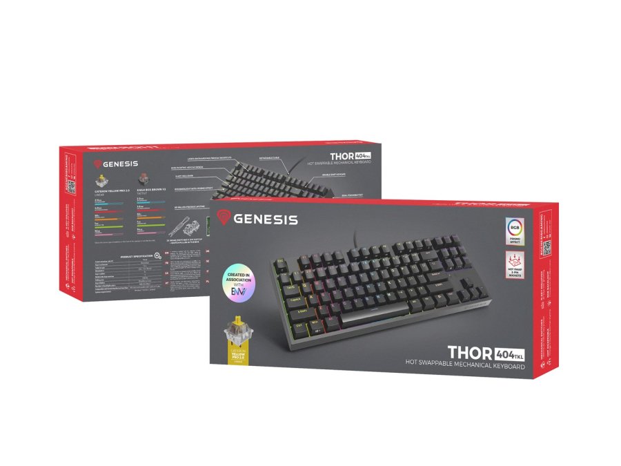 GENESIS Thor 404 TKL tastatur Spil USB QWERTY US International Sort #14