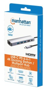 Manhattan 153959 dockingstation Ledningsf�rt USB 3.2 Gen 1 (3.1 Gen 1) Type-C S�lv #10