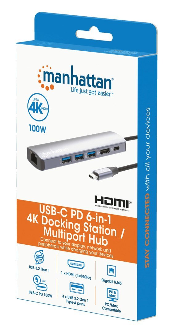 Manhattan 153959 dockingstation Ledningsf�rt USB 3.2 Gen 1 (3.1 Gen 1) Type-C S�lv #10