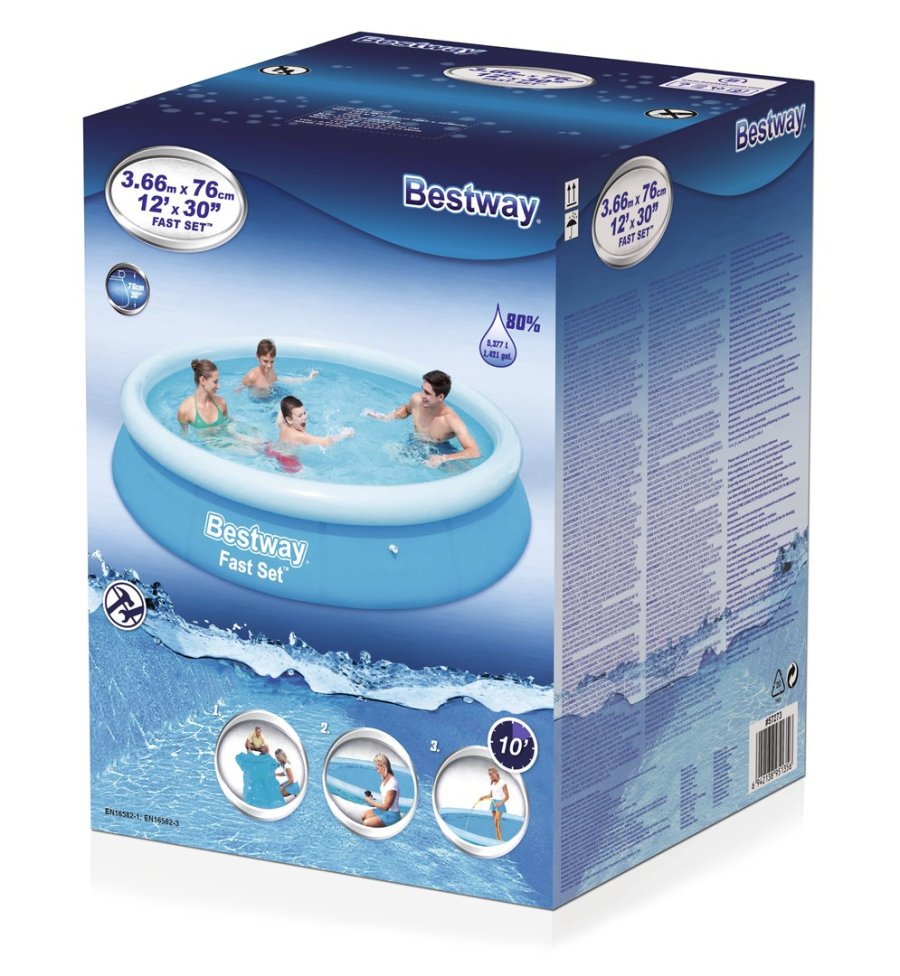 Bestway Fast Set 57273 swimmingpool til over jorden Oppustelig pool Rund 5377 L Bl� #3
