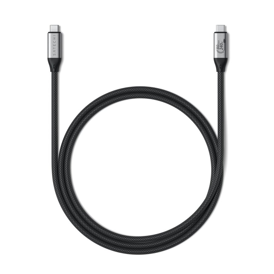 Satechi USB4 V2 Pro Cable USB-kabel USB4 Gen 4x2 1,2 m USB C 120 Gbit/sek. 240 W S�lv, Sort #1