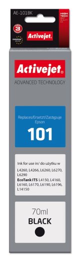 Activejet Ink AE-101BK blkflaske til Epson-printer, erstatning for Epson 101; Supreme; 70 ml; sort #1