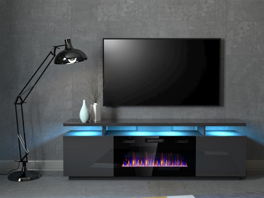 RTV EVA-skab med elektrisk pejs 180x40x52 cm grafit/blank grafit #4