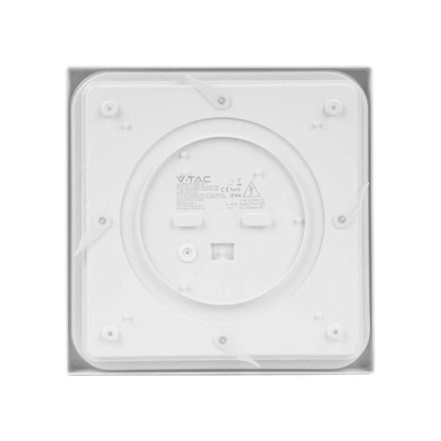 Plafond V-TAC VT-8624SW-SQ overflademonteret 24W LED IP44 30x30cm bevgelsesdetektor 4000K 2400lm (SKU 7667) Hvid #2