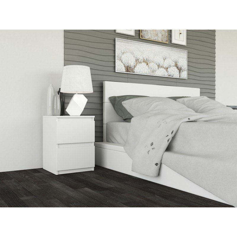 Topeshop M2 BIEL sengelampe & sengebord 2 skuffe(r) Hvid #3