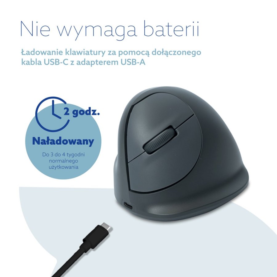 R-Go Tools Lodret mus R-Go HE Basic, ergonomisk mus, medium (h�ndl�ngde 165–185 mm), venstreh�ndet, Bluetooth #18