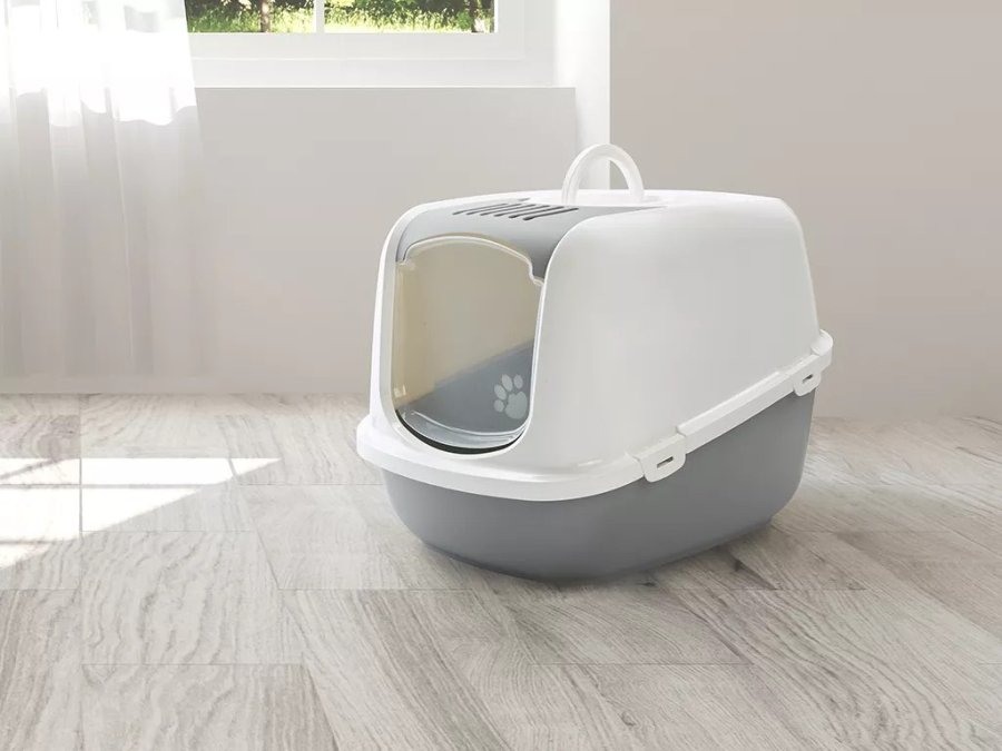 SAVIC Nestor Jumbo Hvid-gr  overdkket kattebakke  66,5x48,5x46,5 cm  1 stk. #5