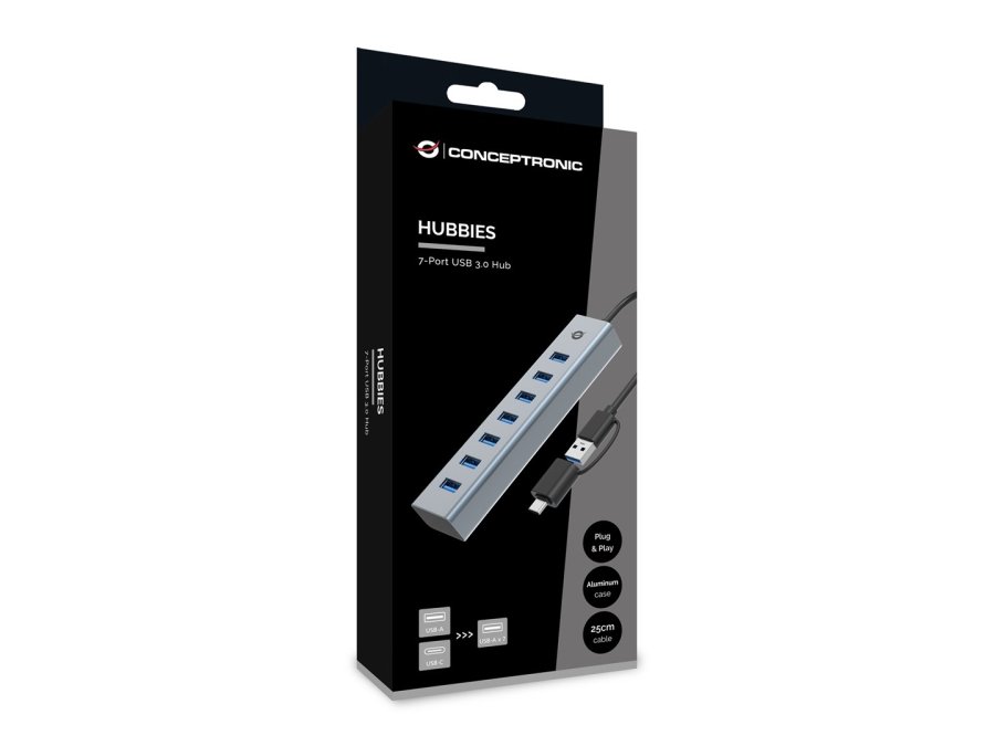 Conceptronic HUBBIES21G interface hub USB 3.2 Gen 1 (3.1 Gen 1) Type-A 5000 Mbit/s Gr� #5