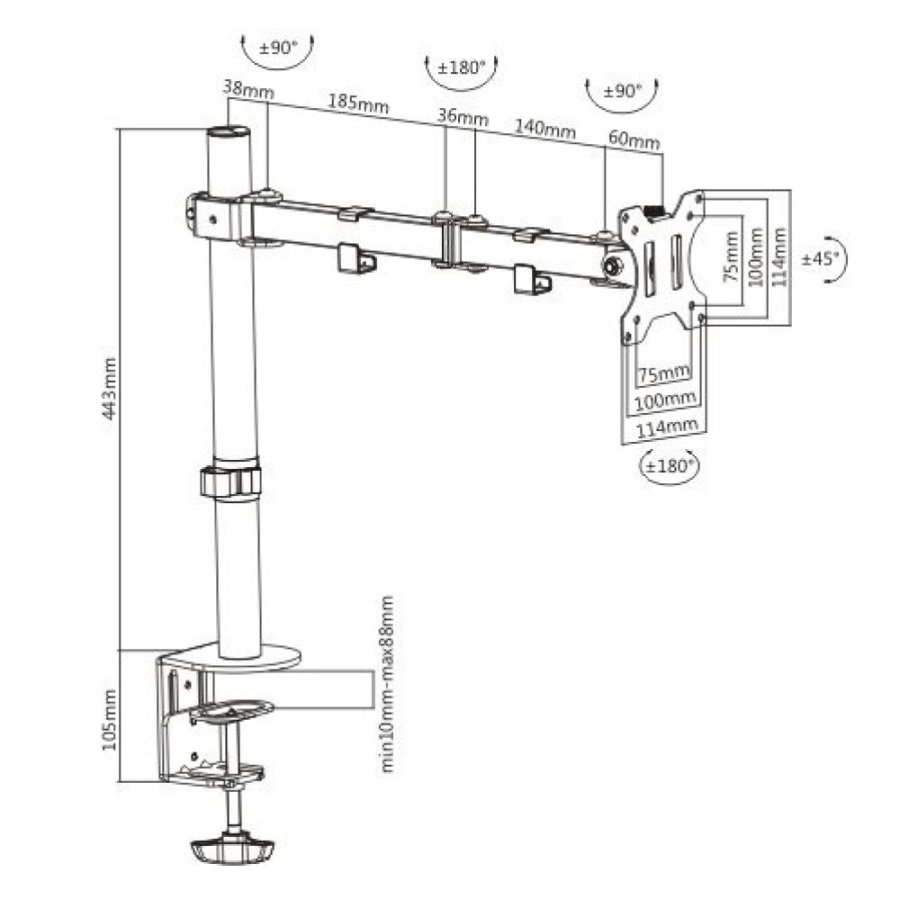 Techly ICA-LCD 503BK skrmbeslag og -stativer 81,3 cm (32