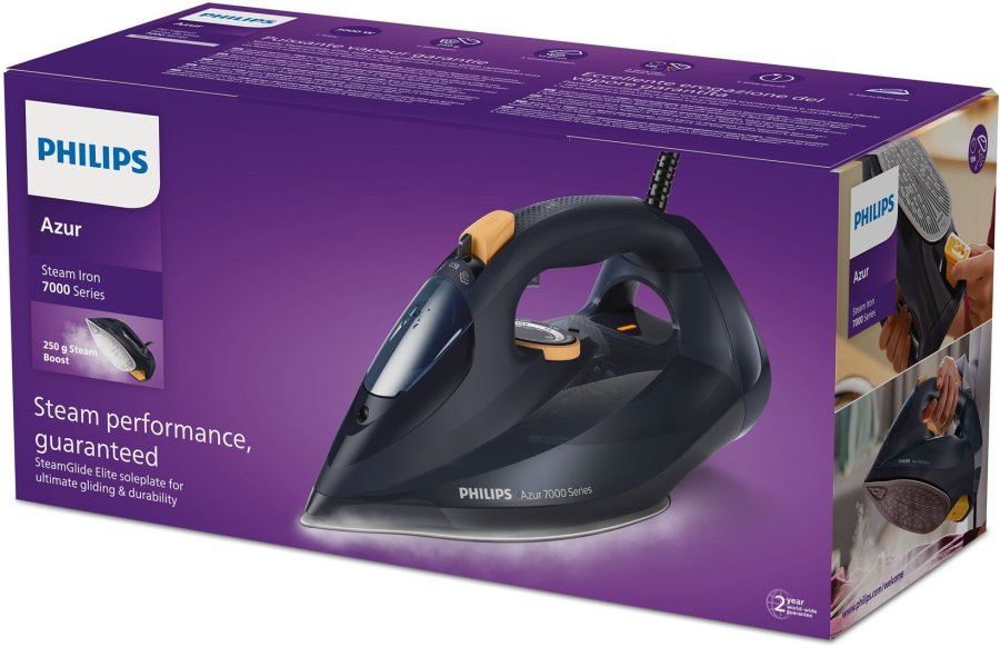 Philips 7000 series DST7060/20 strygejern Dampstrygejern SteamGlide Elite-strygesl 3000 W Bl, Gul #2