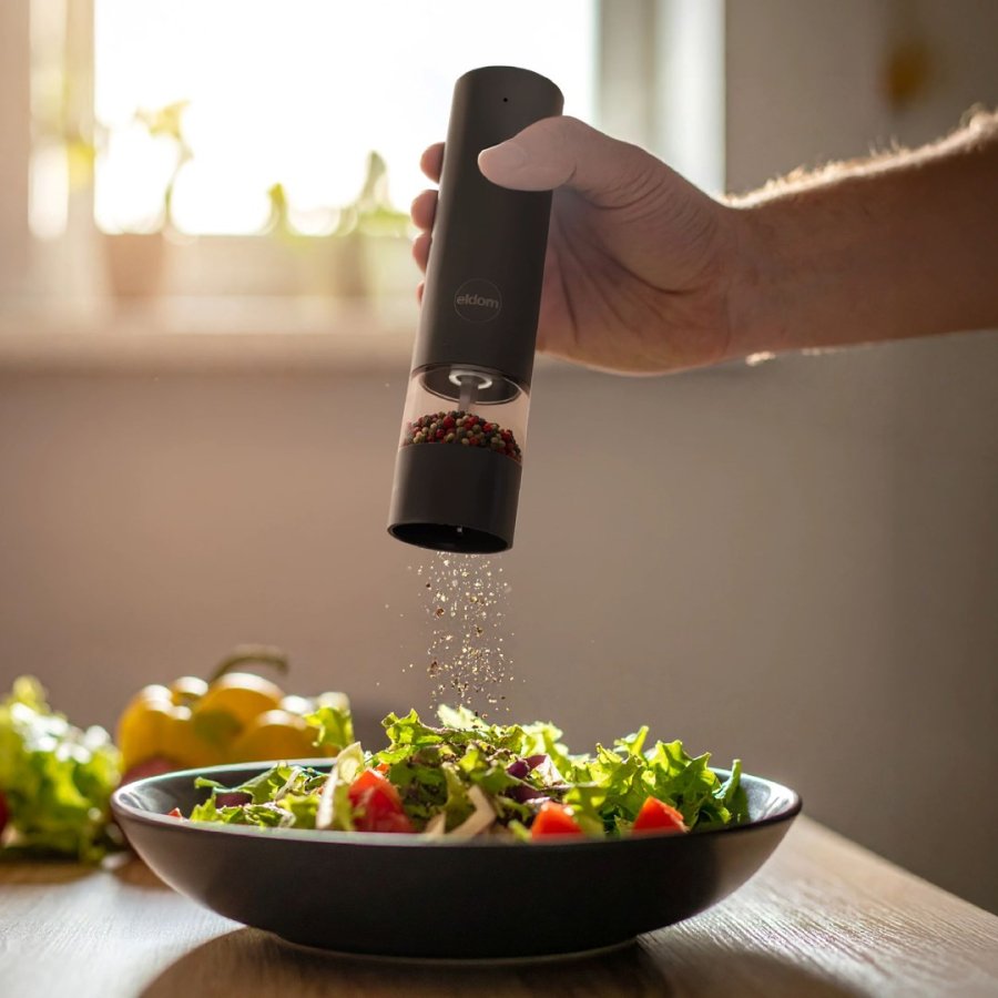 ELDOM ZMP5 BATTERIDREVET PEBER- OG SALTKV�RNES�T MED STATIV, SORT #9