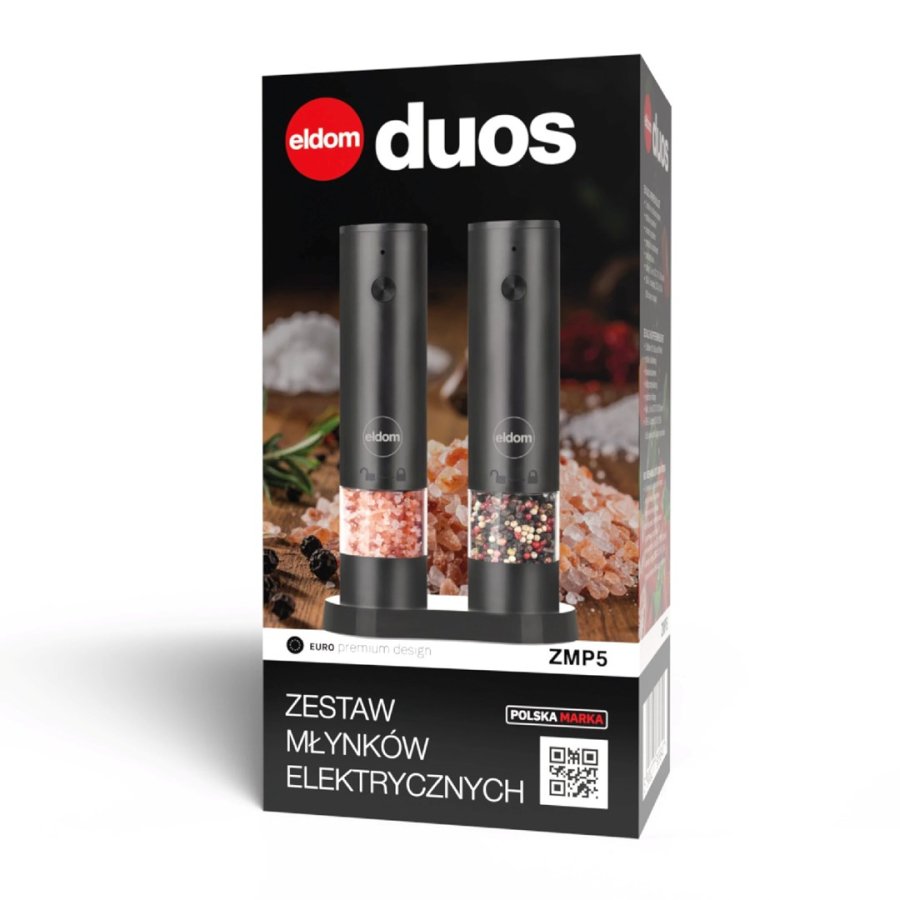 ELDOM ZMP5 BATTERIDREVET PEBER- OG SALTKV�RNES�T MED STATIV, SORT #10