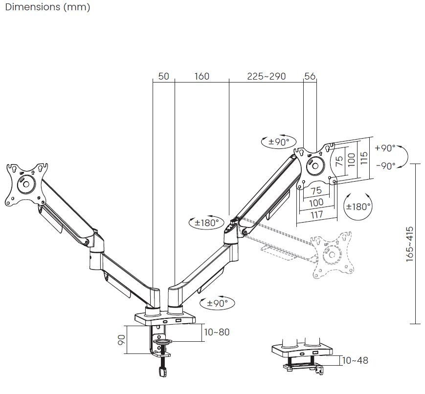 Deltaco ARM-1300-B tv-beslag 81,3 cm (32