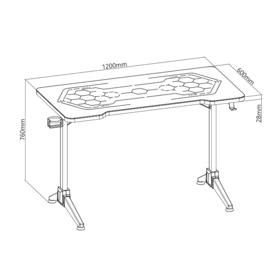 RGB Led NanoRS gaming desk, sort, stor, 100 kg max, hjde 760 mm, RS163 #9