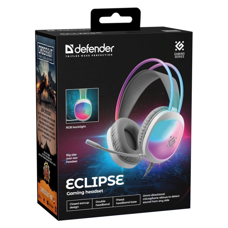 HEADPHONES DEFENDER ECLIPSE RGB WHITE #11