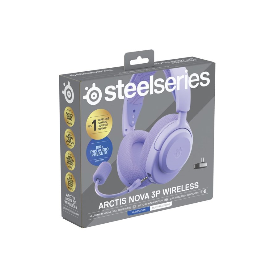 Steelseries Arctis Nova 3P Headset Trdls Musik/hverdag Bluetooth Lavendel #17