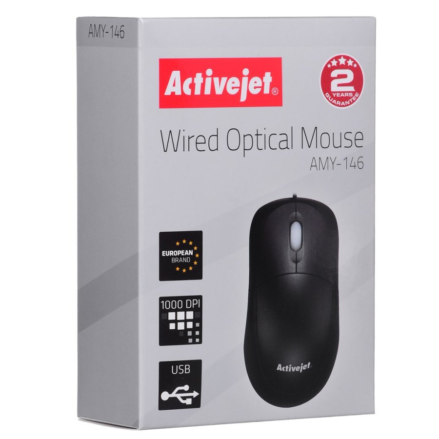 Activejet AMY-146 mus USB Type-A Optisk 1000 dpi Ambidextrous #5