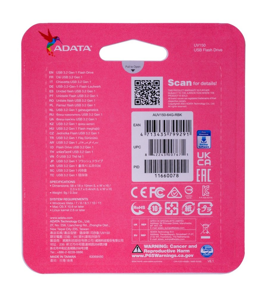 ADATA 64GB DashDrive UV150 USB-ngle USB Type-A 3.2 Gen 1 (3.1 Gen 1) Sort #6