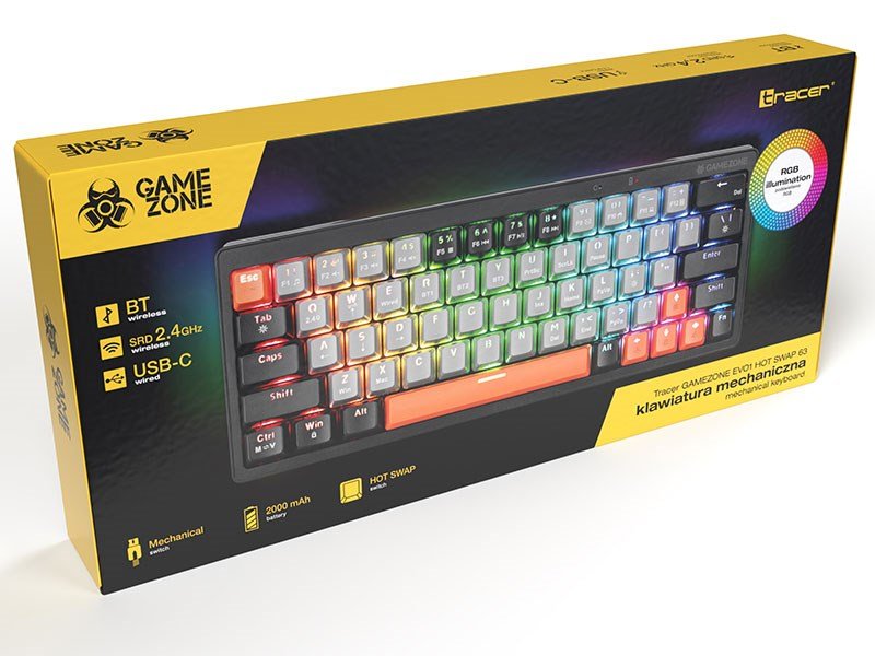 Mekanisk tastatur Tracer GAMEZONE EVO1 HOT SWAP 63 (Grey) TRAKLA47297 #5