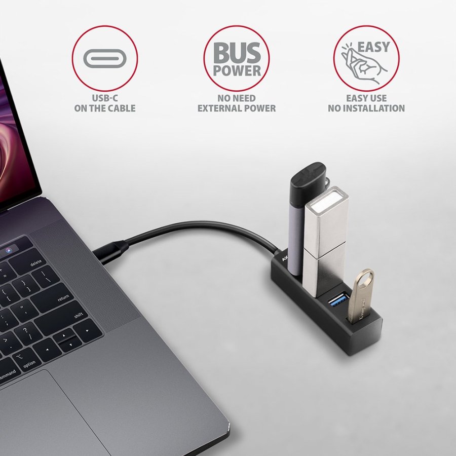 Axagon HUE-M1C interface hub USB 3.2 Gen 1 (3.1 Gen 1) Type-C 5000 Mbit/s Sort #4