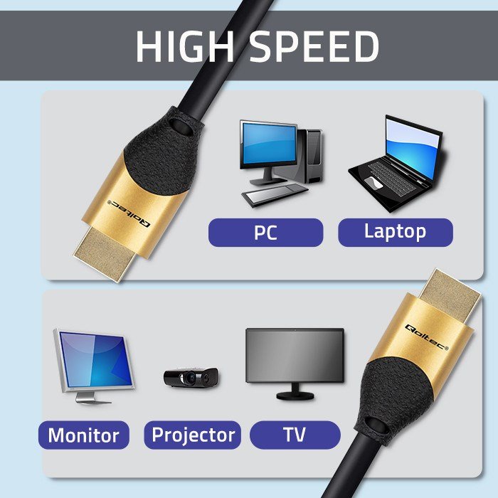 Qoltec 50356 HDMI v2.1 Kabel Ultra High Speed 8K | 60Hz | 28AWG | GOLD | 3m #3