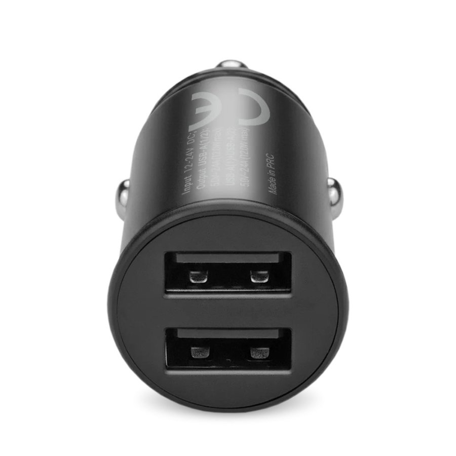 Car charger 2 X USB 12W black + cable USB-C 1m #3