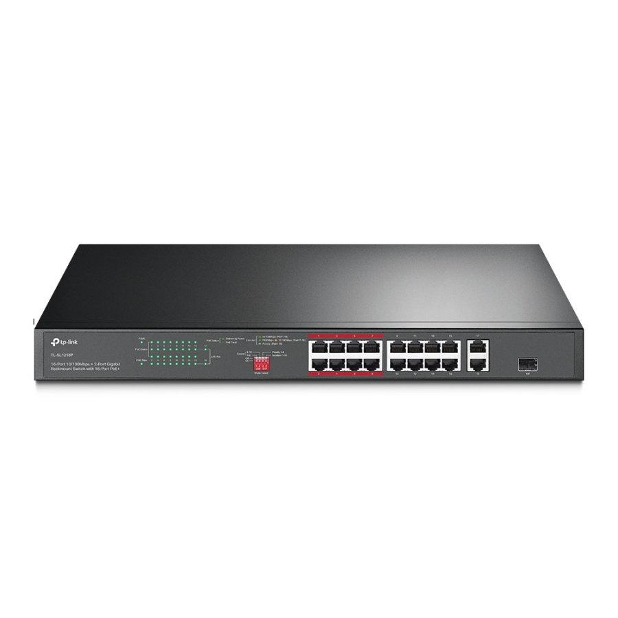 TP-Link TL-SL1218P netv�rksswitch Ikke administreret Gigabit Ethernet (10/100/1000) Str�m over Ethernet (PoE) 1U Sort #1