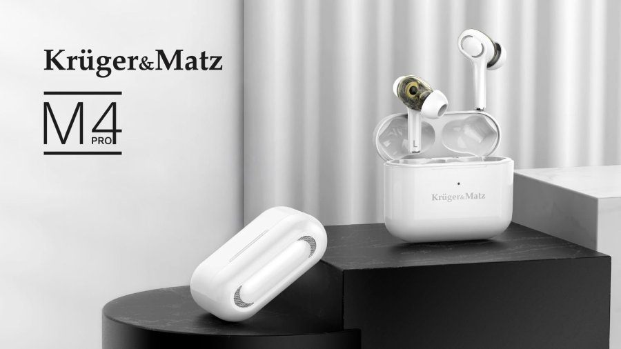 Krger&Matz M4 PRO Headset Trdls I rerne Opkald/Musik/Sport/Hverdag Bluetooth Hvid #10