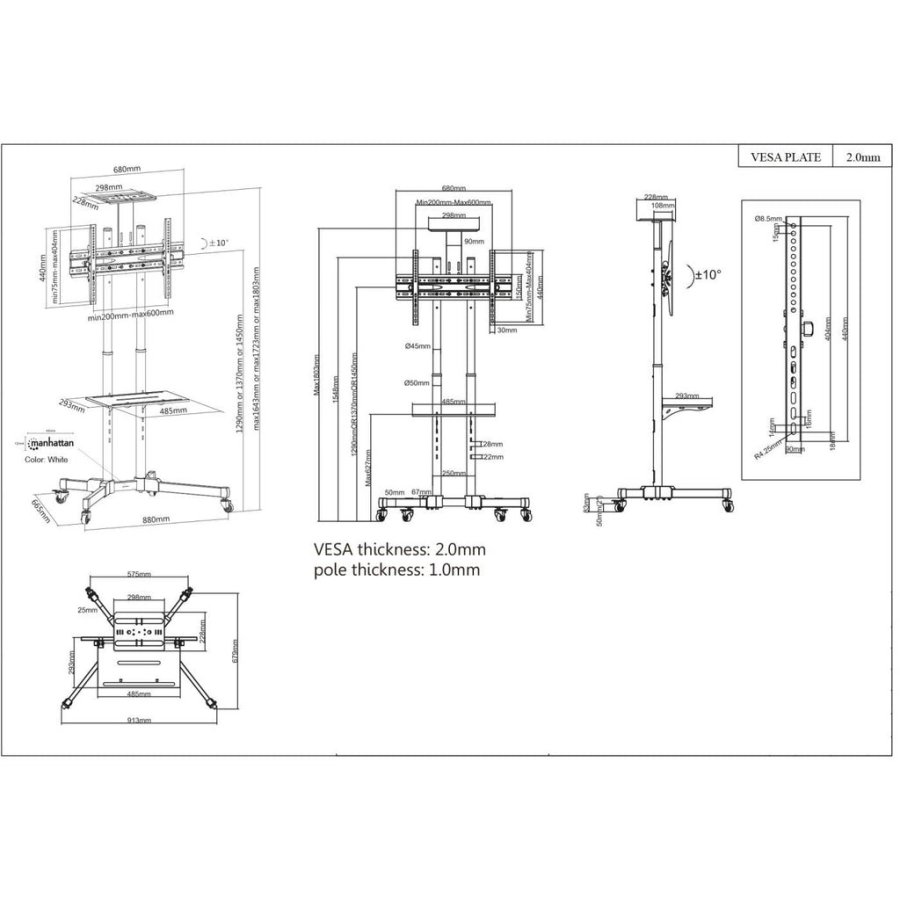 Manhattan 461238 skrmbeslag og -stativer 177,8 cm (70