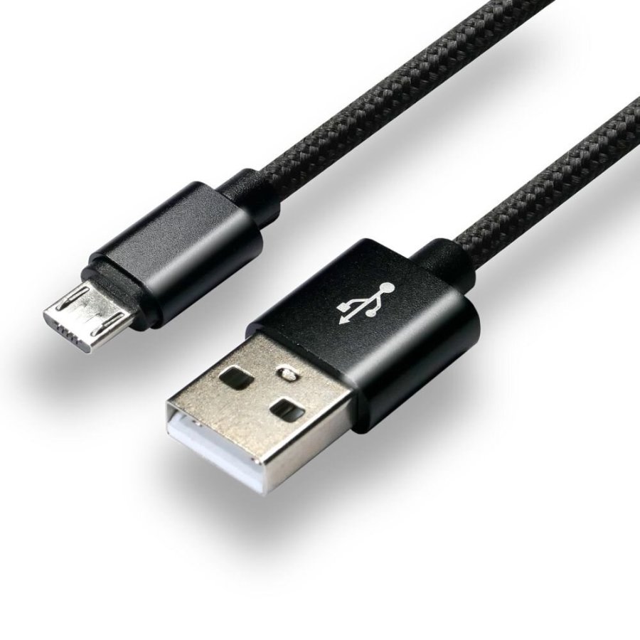 everActive micro USB-kabel 1m - Sort, flettet, understttelse af hurtig opladning, 2,4A - CBB-1MB #2