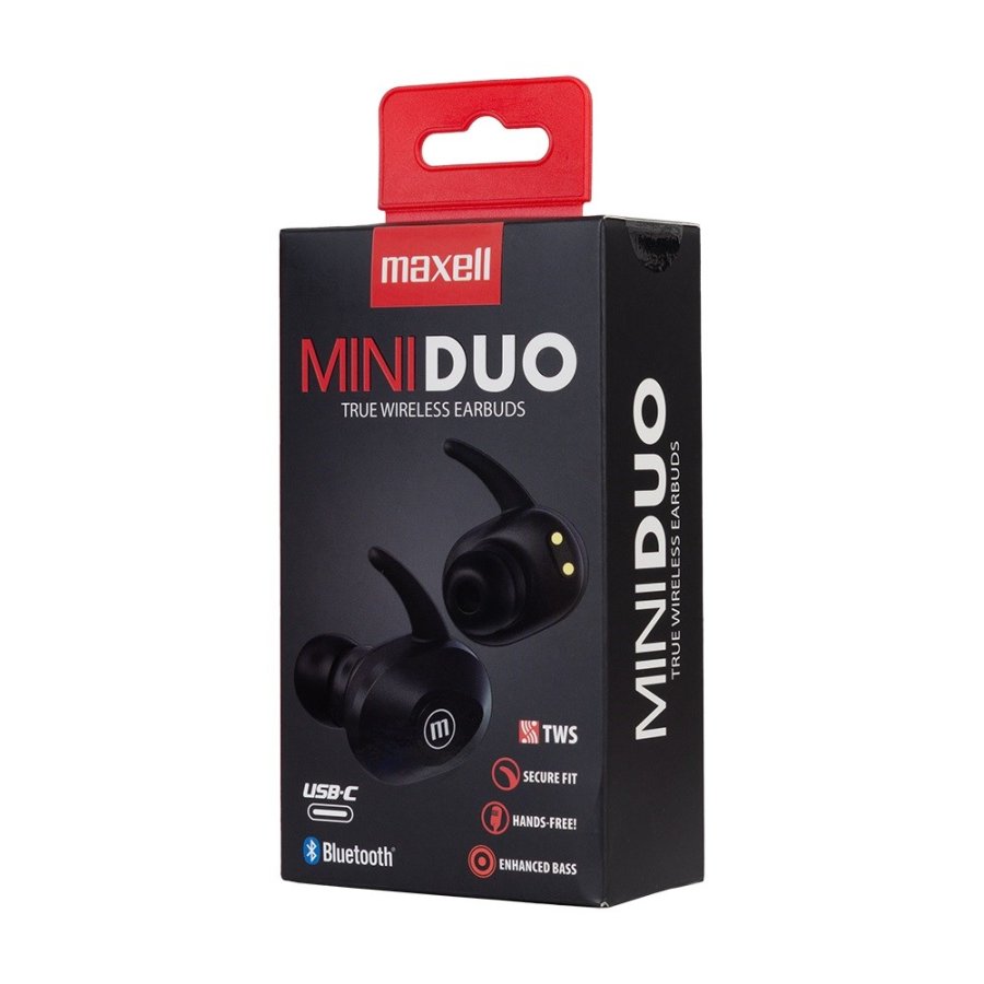 MAXELL MINI DUO Trdlse in-ear-hovedtelefoner med opladningsetui Sort #4