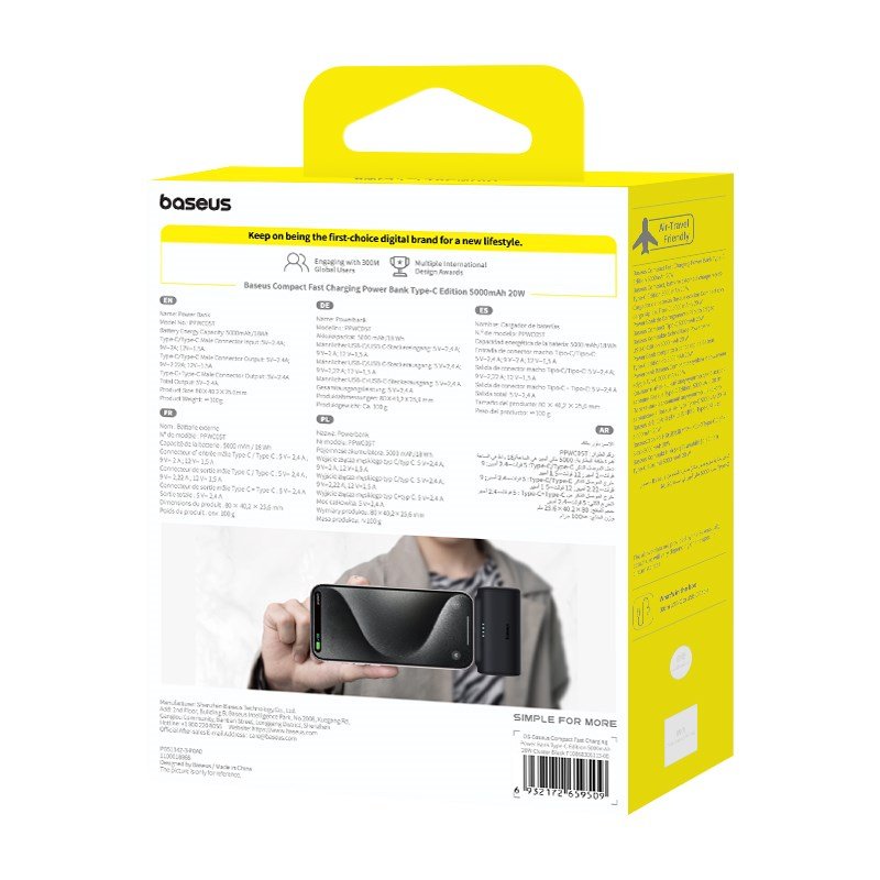 Baseus Compact P10068306113-00 Lithium-ion powerbank 5000 mAh Sort #9