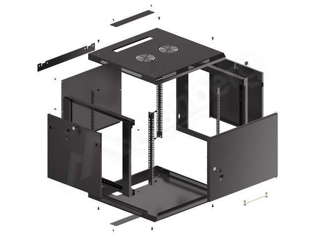 Lanberg WF01-6609-00B stativ 9U Vgmonteret stativ Sort #3