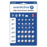 St med 30 stk. everActive mini alkalinebatterier 10 x G3 / LR41, 5 x G4 / LR626, 5 x G10 / LR1130, 10 x G13 / LR1154 #1