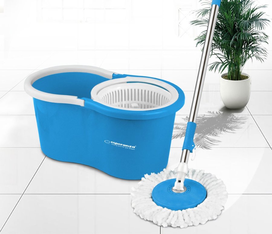 Mop with Bucket Esperanza EHS005 Bl Hvid Mikrofiber #3