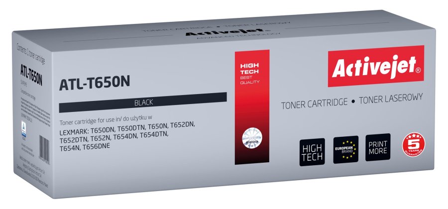 Activejet ATL-T650N Tonerpatron til Lexmark-printere; Erstatning Lexmark T650A11E; Supreme; 7000 sider; sort #1
