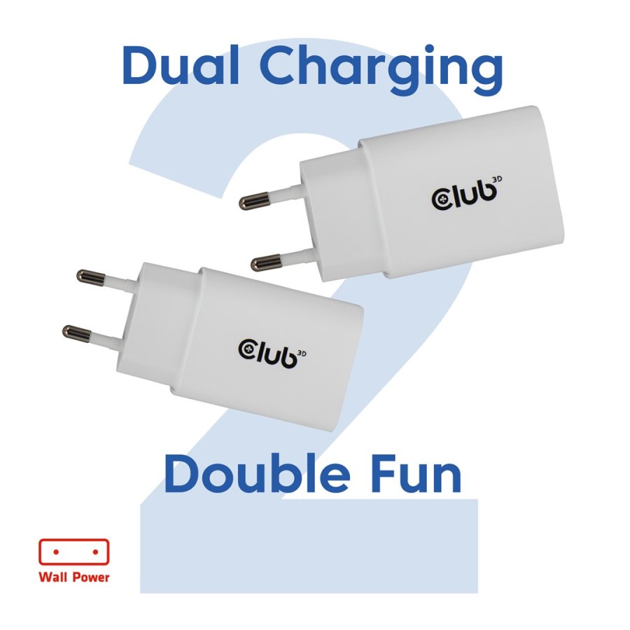 CLUB3D CAC-3020 oplader til mobil enhed Smartphone, Universel Hvid Vekselstr�m Hurtig opladning Indend�rs #3