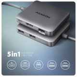 Axagon N HMC-5HL USB 5Gbps hub 2x USB-A HDMI 4k/60Hz RJ-45 GLAN PD 100W kabel USB-C Ledningsfrt USB 3.2 Gen 1 (3.1 Gen 1) Type-C Slv #3