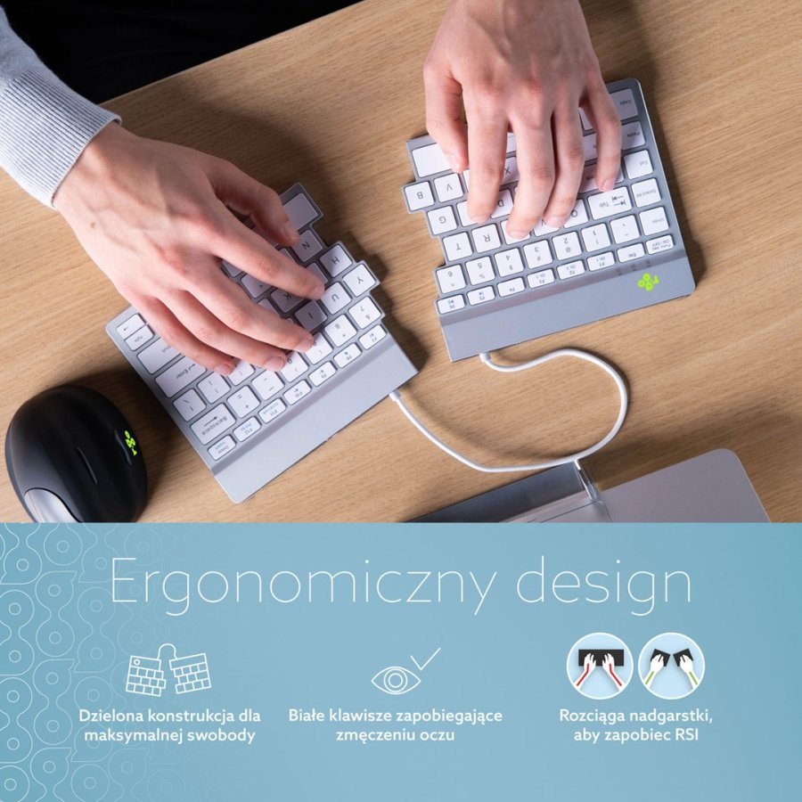 R-Go Tools Ergonomisch toetsenbord R-Go Split Break met pauzesoftware, gesplitst toetsenbord, QWERTY (US), Bluetooth, wit #10