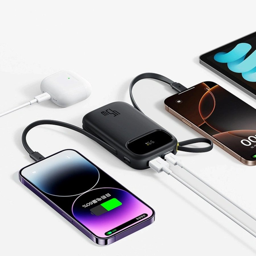 Baseus EnerFill FC31 Powerbank med display med USB-C og Lightning kabler 45 W Sort #3