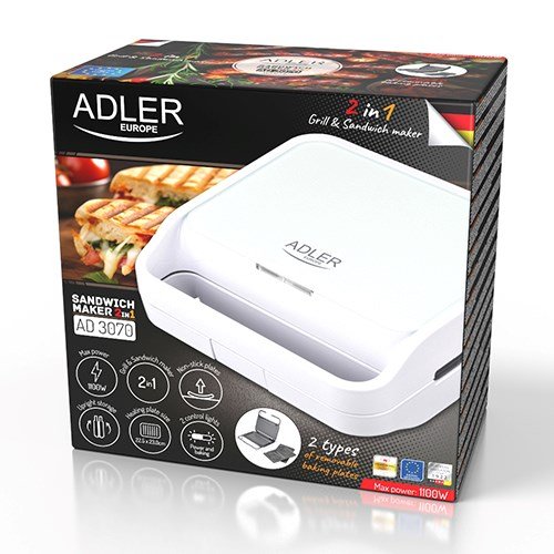 Adler AD 3070W Sandwich-brdrister Hvid #12