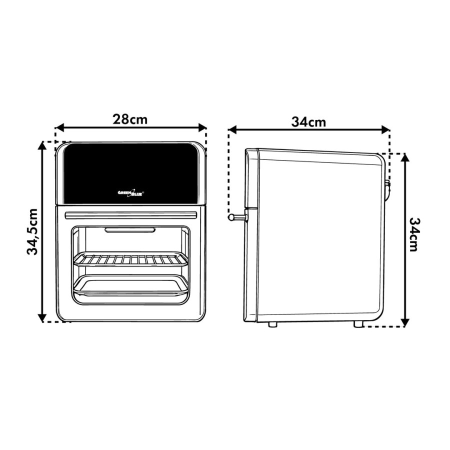 GreenBlue AIR FRYER fedtfri frituregryde, kraftig 1800 W, 10 l kapacitet, 8 programmer, tilbeh�r, timer, GB950 #8