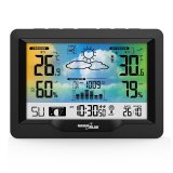 GreenBlue trdls vejrstation, farve, med DCF, mnefaser, barometer, kalender, strmforsyning, GB540N #19