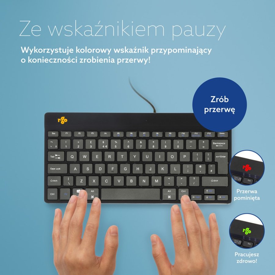R-Go Tools Ergonomisch toetsenbord R-Go Compact Break, compact toetsenbord met pauzesoftware, QWERTY (UK), bedraad, zwart #7