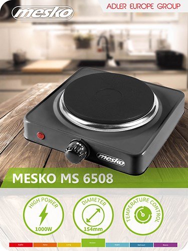 Mesko Home MS 6508 kogeplade Sort Bordplade Forseglet plade 1 zone(s) #25